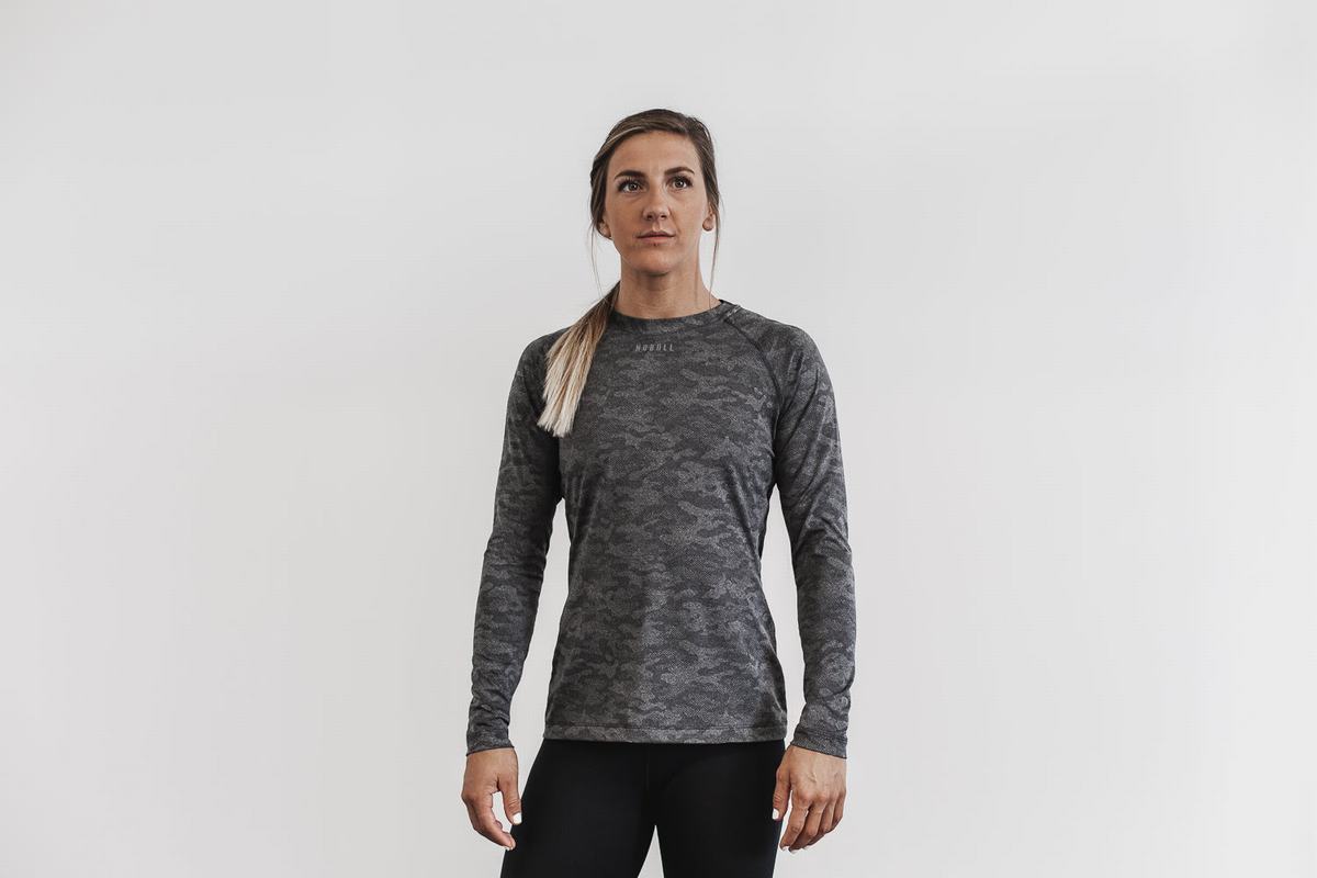 Nobull Lightweight Textured Women's Long Sleeves Black Camo | Australia (JM6732)